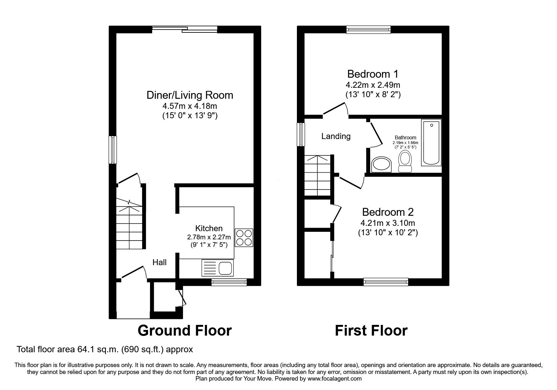 Floorplan of 2 bedroom End Terrace House for sale, Victoria Road, Oswestry, Shropshire, SY11