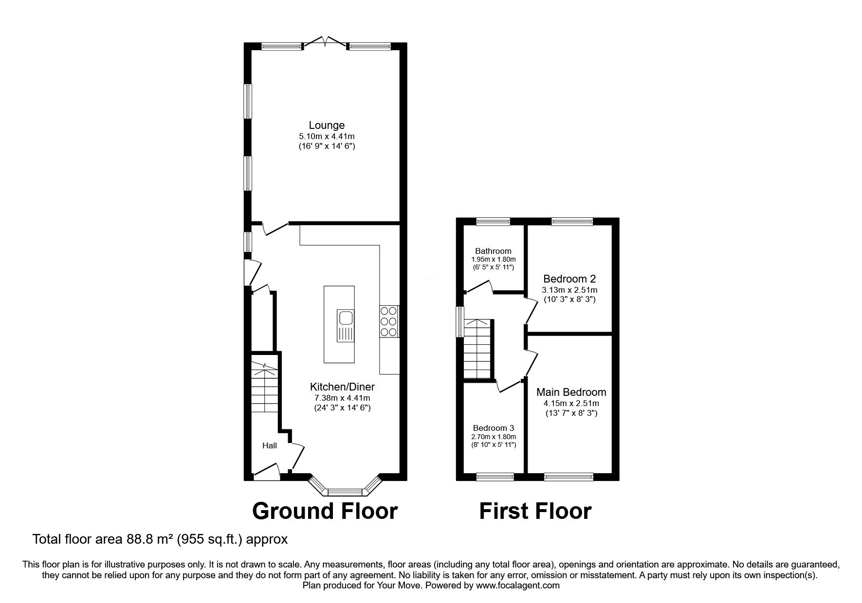 Floorplan of 3 bedroom Semi Detached House for sale, Cabin Lane, Oswestry, Shropshire, SY11