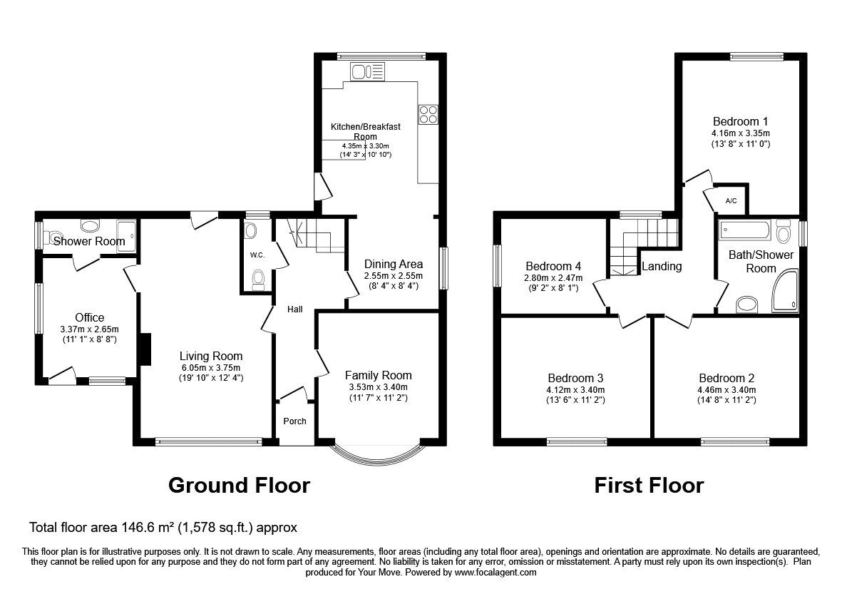 Floorplan of 4 bedroom Detached House for sale, Monkmoor Avenue, Oswestry, Shropshire, SY11