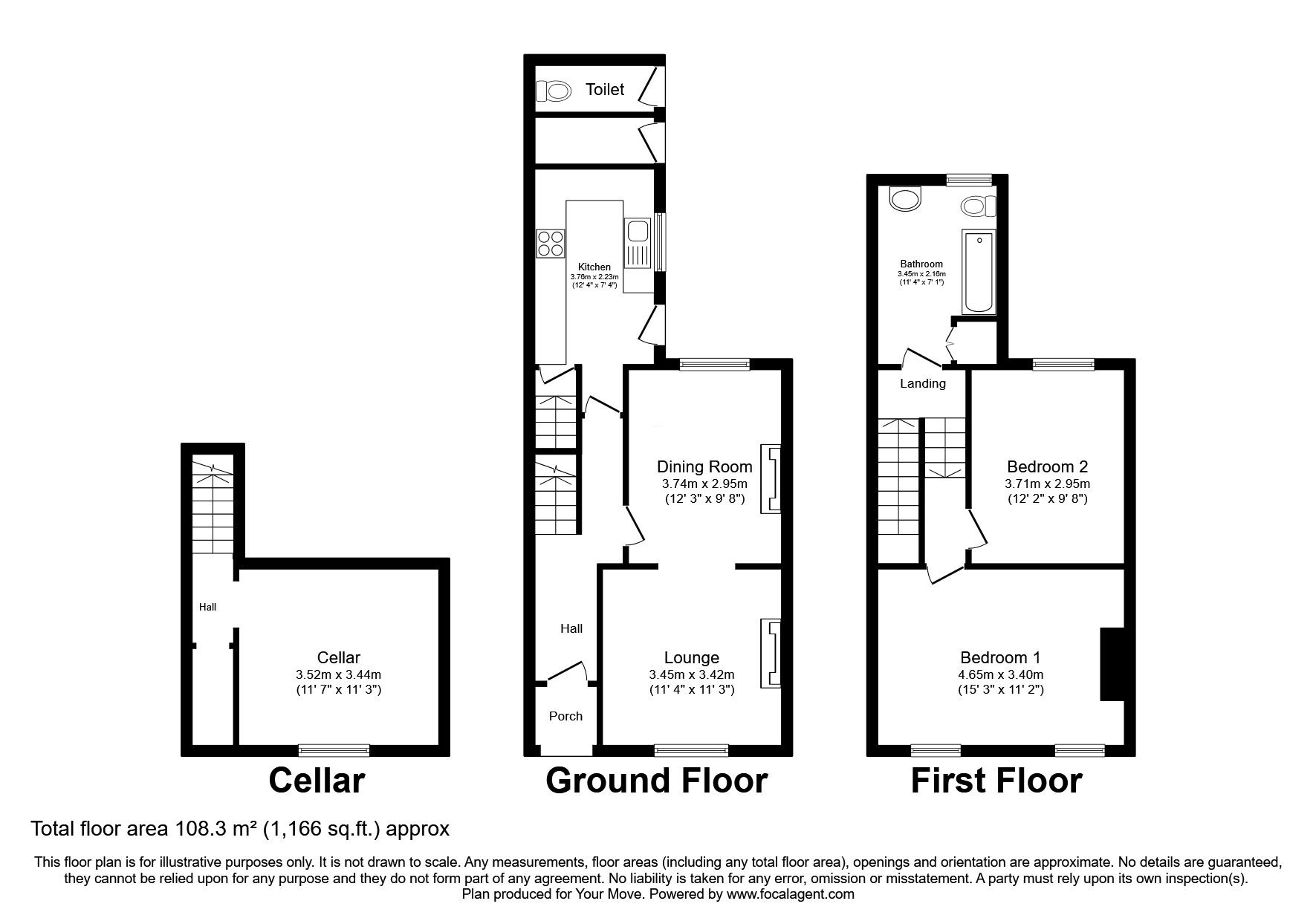 Floorplan of 2 bedroom Mid Terrace House for sale, Park Avenue, Oswestry, Shropshire, SY11