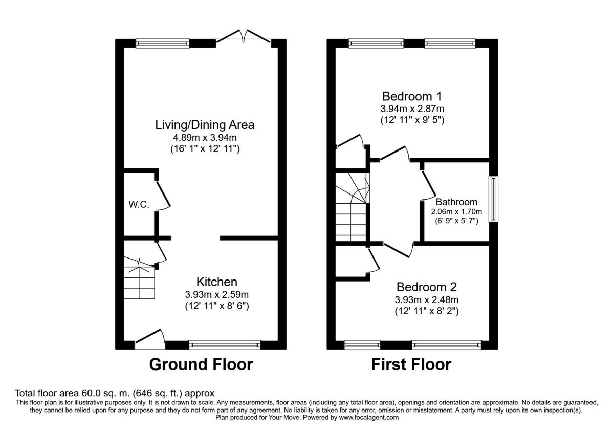 Floorplan of 2 bedroom End Terrace House for sale, Barley Meadows, Llanymynech, Powys, SY22