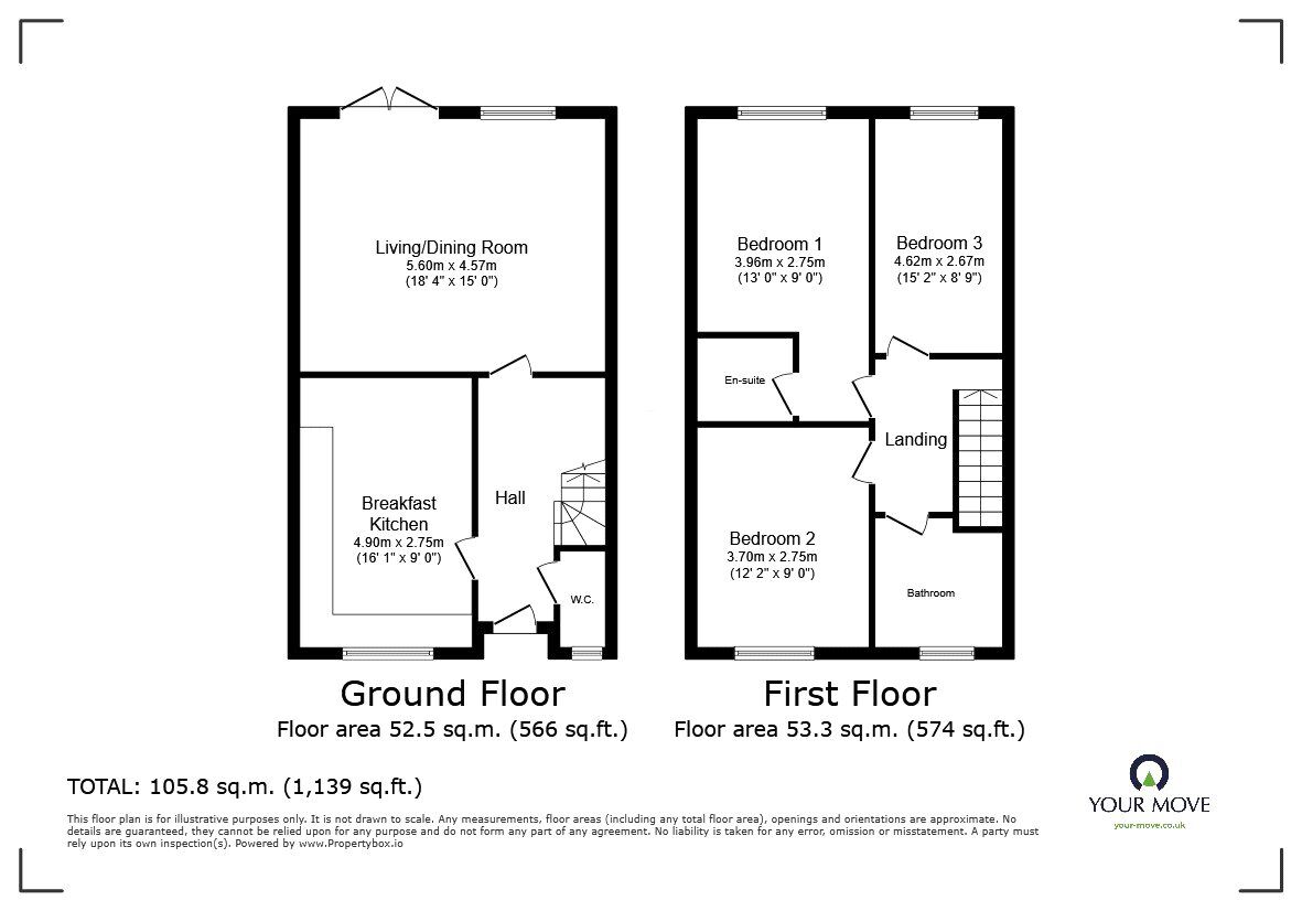 Floorplan of 3 bedroom Mid Terrace House for sale, The Maltings,, Salop Road,, Shropshire,, SY11