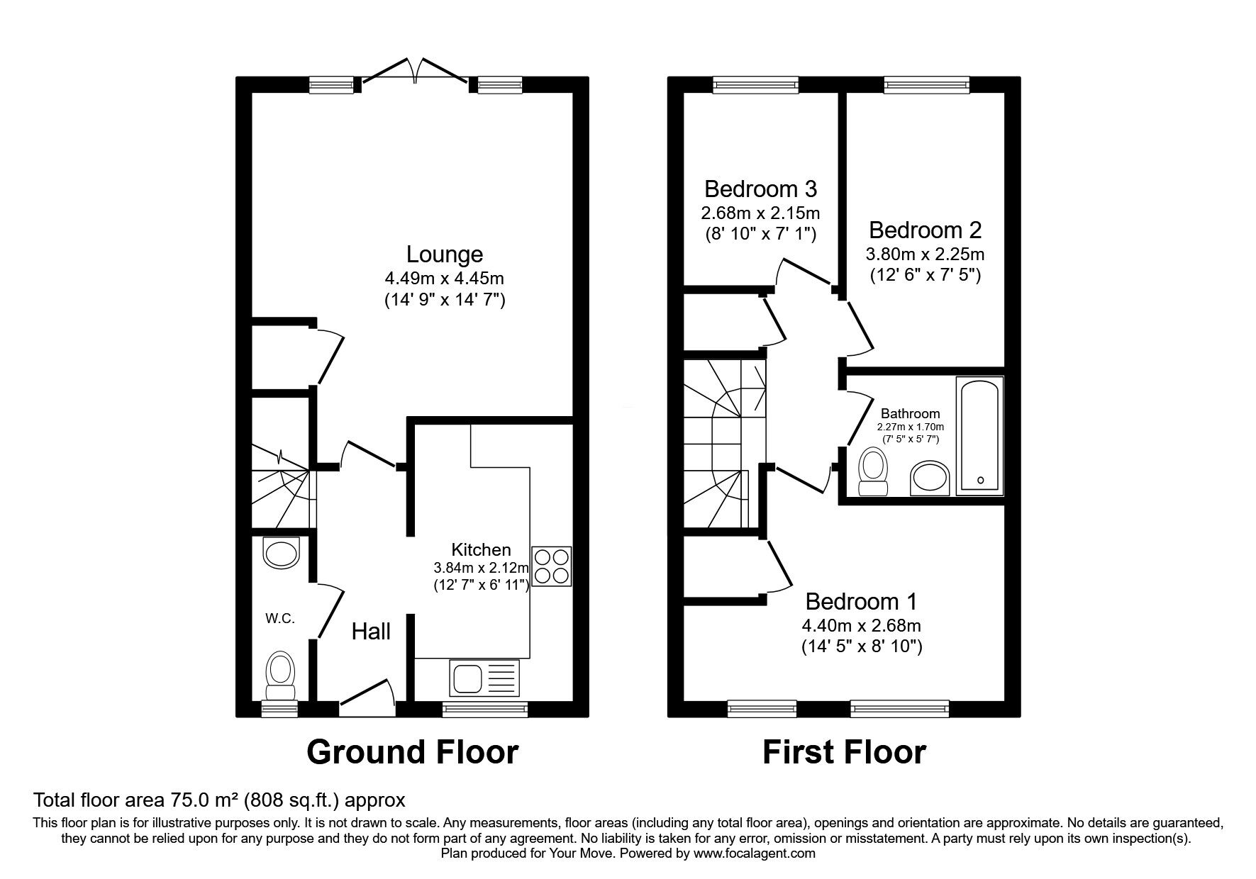 Floorplan of 3 bedroom End Terrace House for sale, The Mall, Bridgnorth, Shropshire, WV15