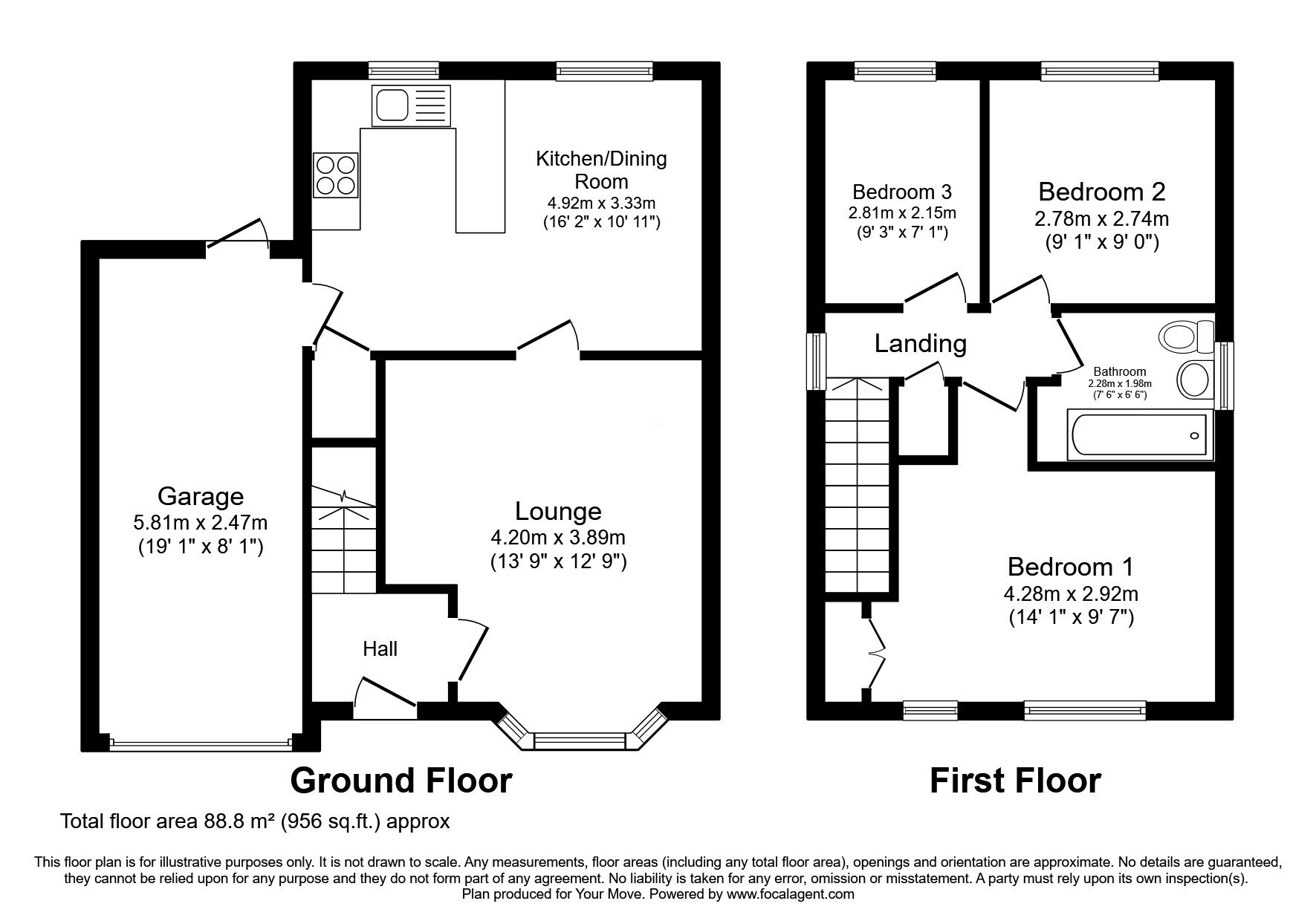 Floorplan of 3 bedroom Detached House for sale, Stokesay Avenue, Perton Wolverhampton, Staffordshire, WV6