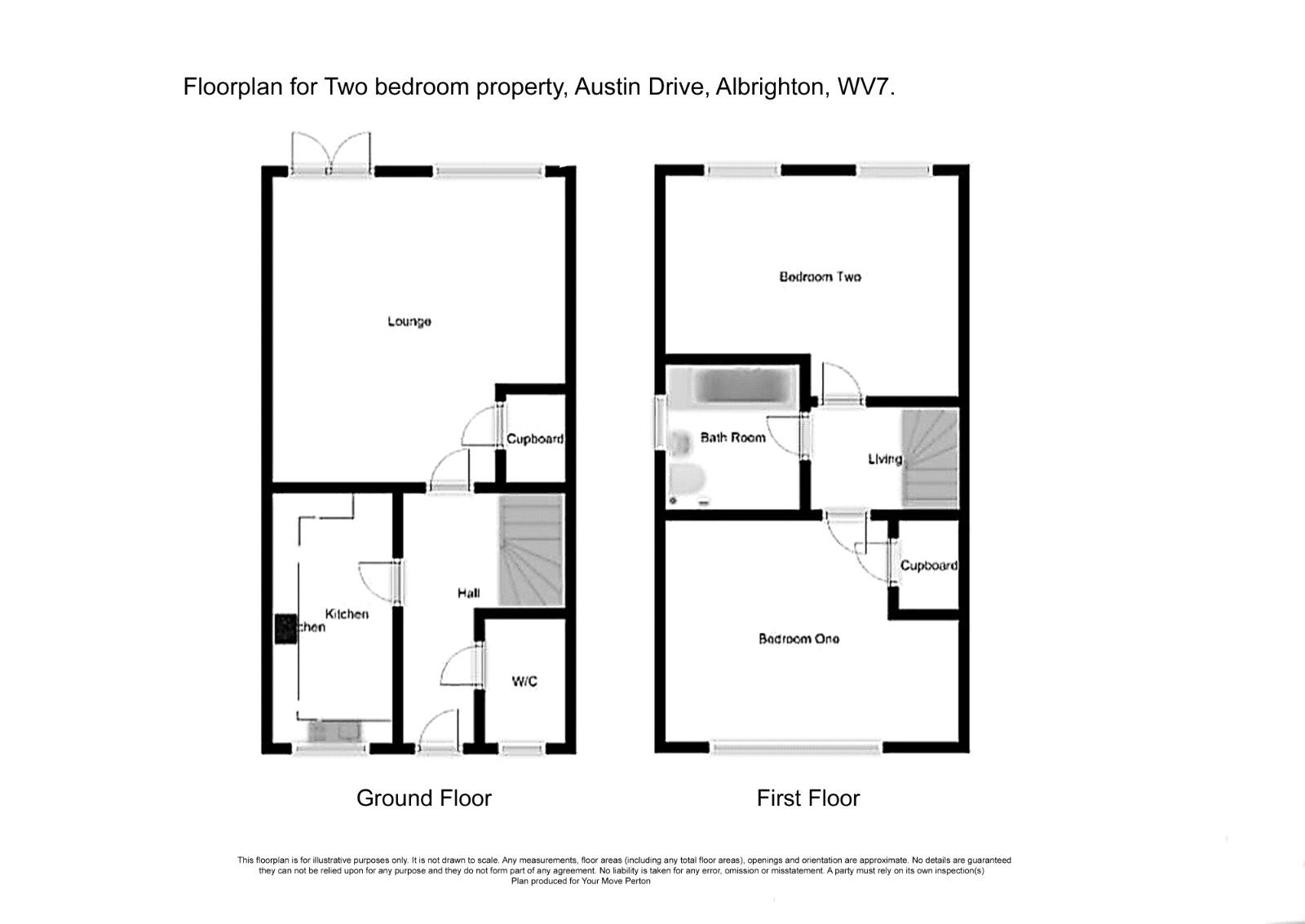 Floorplan of 2 bedroom End Terrace House for sale, Austin Drive, Albrighton, Shropshire, WV7