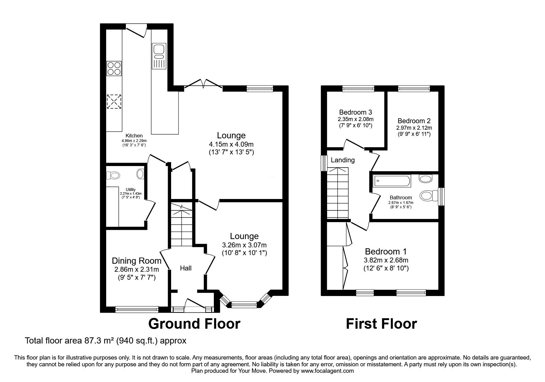 Floorplan of 3 bedroom Detached House for sale, St. Mawes Road, Perton, Staffordshire, WV6