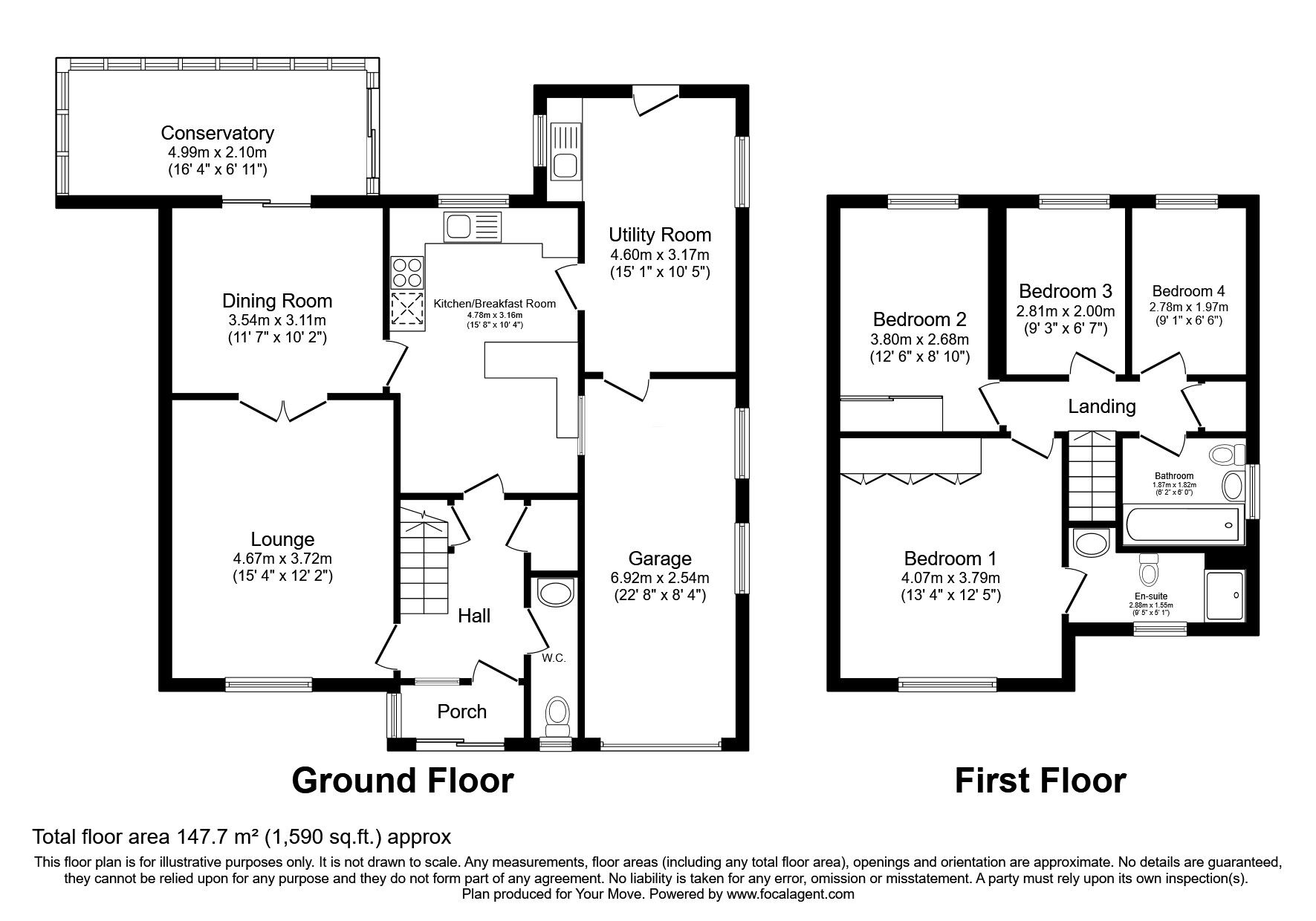 Floorplan of 4 bedroom Detached House for sale, Goodrich Avenue, Perton, Staffordshire, WV6