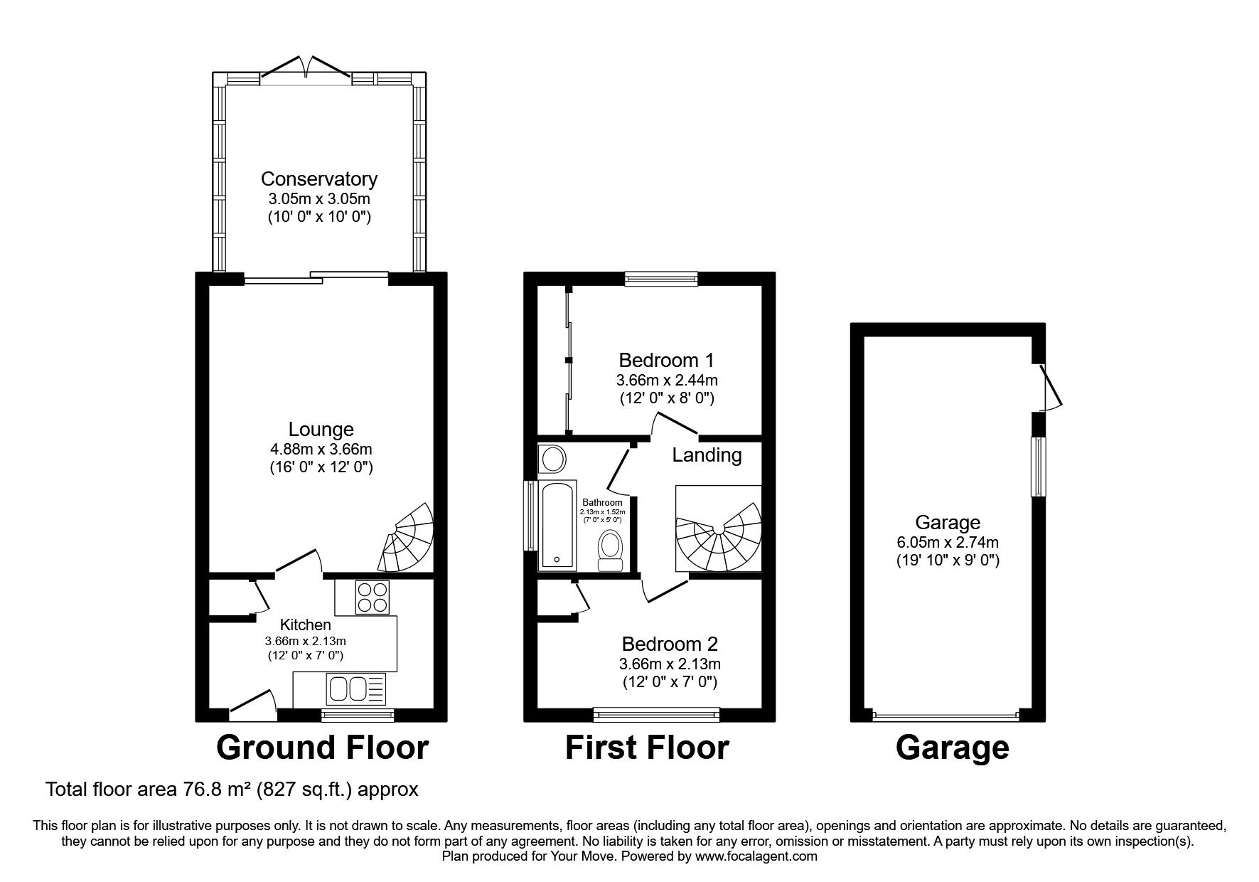 Floorplan of 2 bedroom Semi Detached House for sale, Melrose Drive, Perton Wolverhampton, Staffordshire, WV6