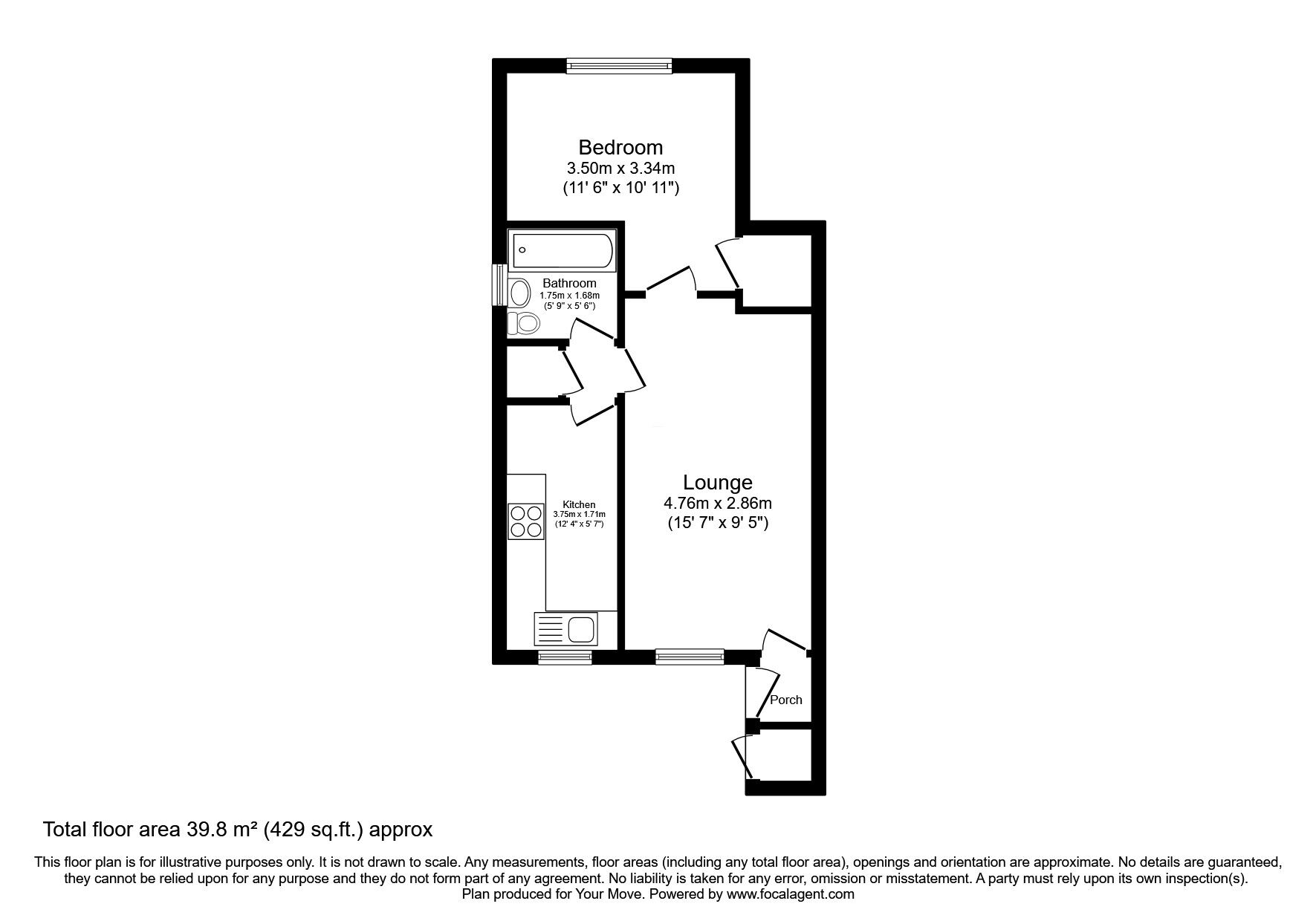 Floorplan of 1 bedroom  Flat for sale, Cabot Grove, Perton Wolverhampton, Staffordshire, WV6