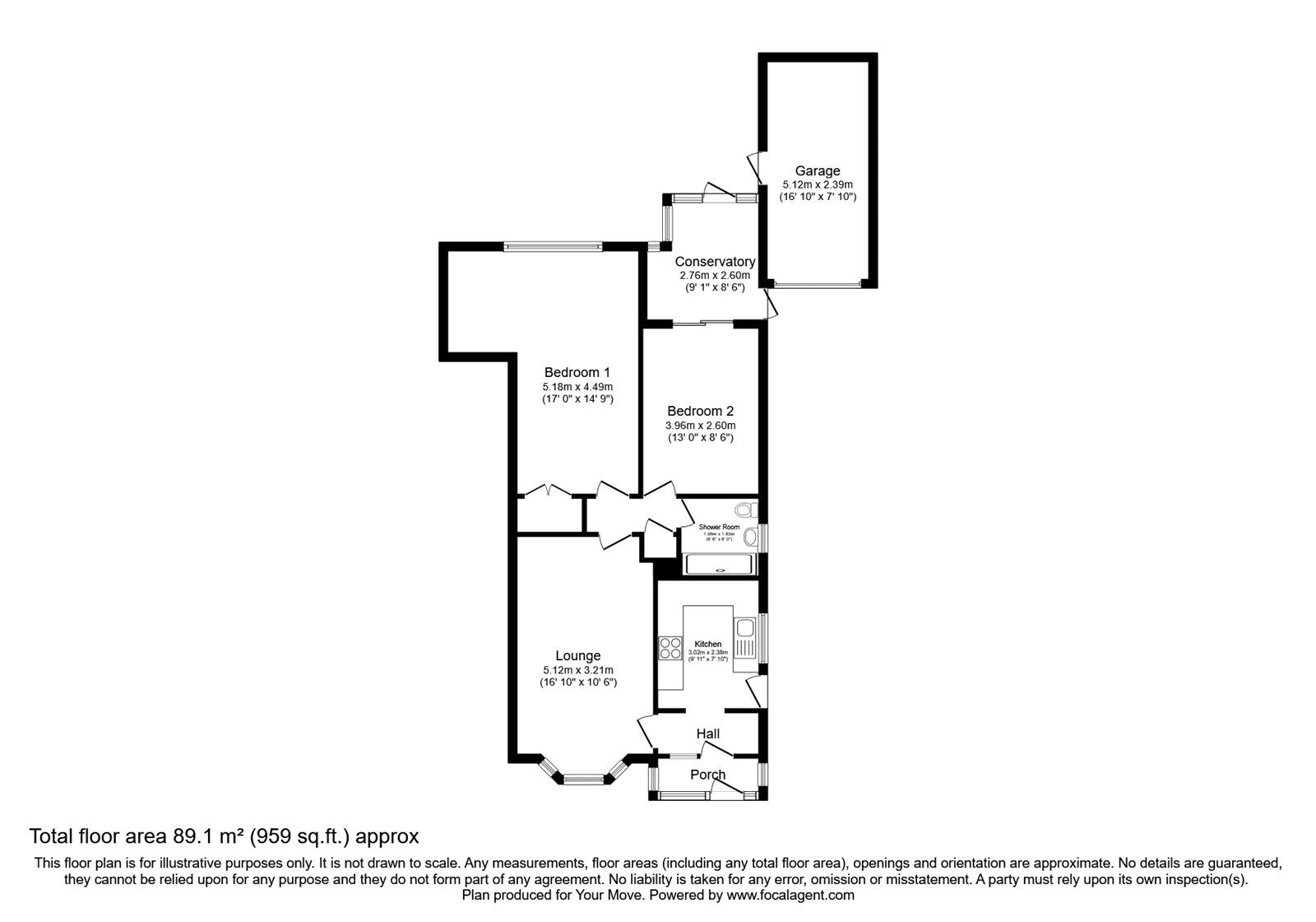 Floorplan of 2 bedroom Detached Bungalow for sale, Cocton Close, Perton Wolverhampton, Staffordshire, WV6