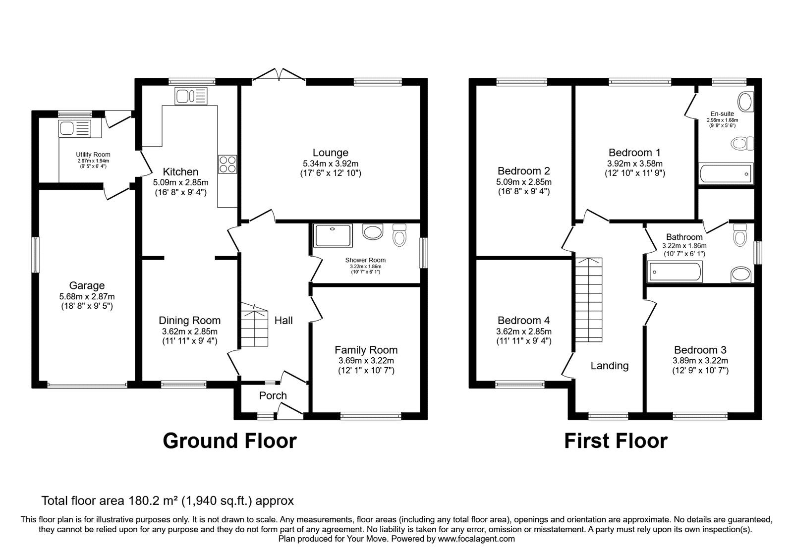 Floorplan of 4 bedroom Detached House to rent, Bilbrook Road, Codsall, Staffordshire, WV8