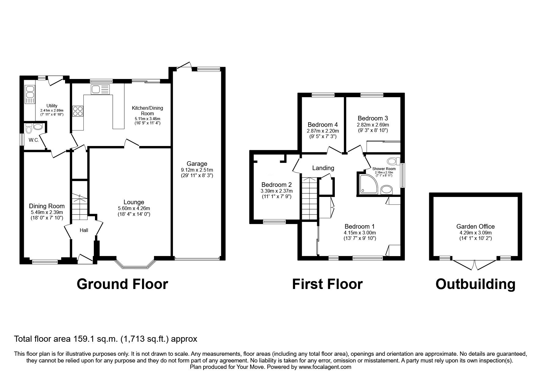 Floorplan of 4 bedroom Detached House for sale, Farleigh Road, Perton, Staffordshire, WV6