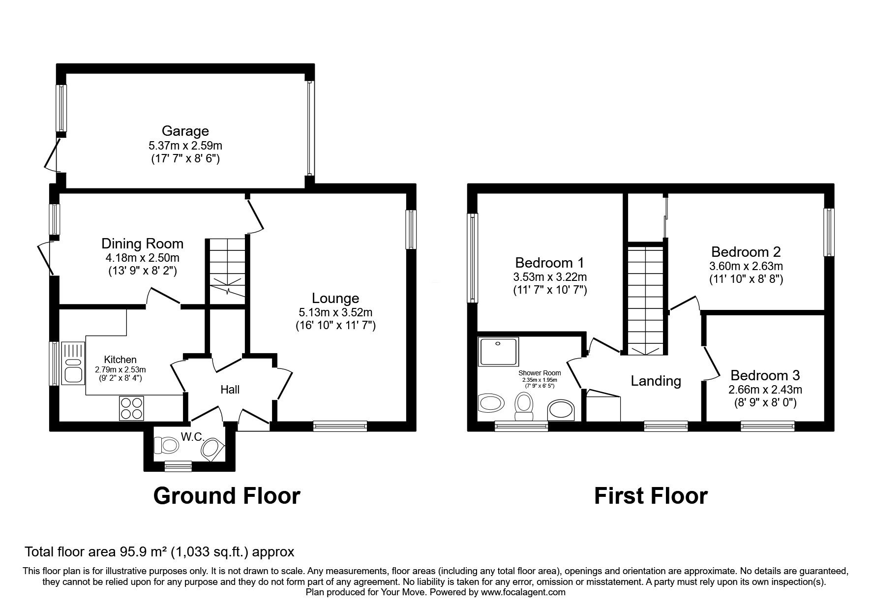 Floorplan of 3 bedroom Detached House for sale, Mallory Road, Perton, Staffordshire, WV6