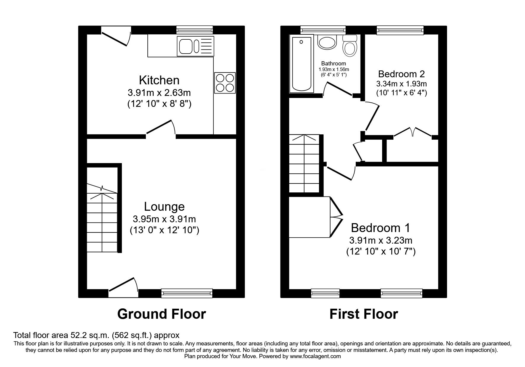 Floorplan of 2 bedroom Semi Detached House for sale, Canterbury Drive, Perton, Staffordshire, WV6