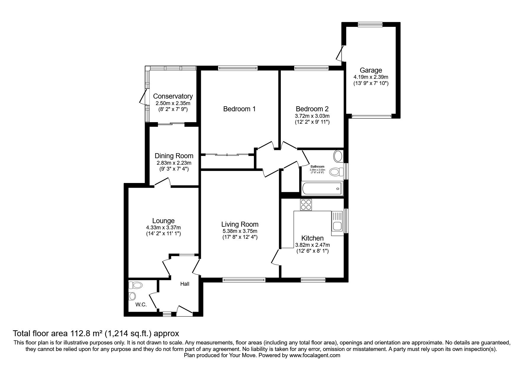 Floorplan of 2 bedroom Detached Bungalow for sale, Harald Close, Perton Wolverhampton, Staffordshire, WV6