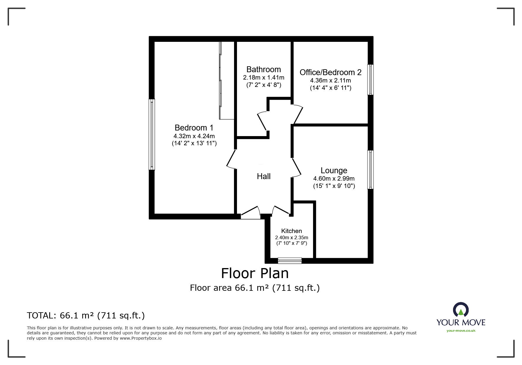 Floorplan of 2 bedroom  Flat to rent, Newbridge Crescent, Wolverhampton, West Midlands, WV6