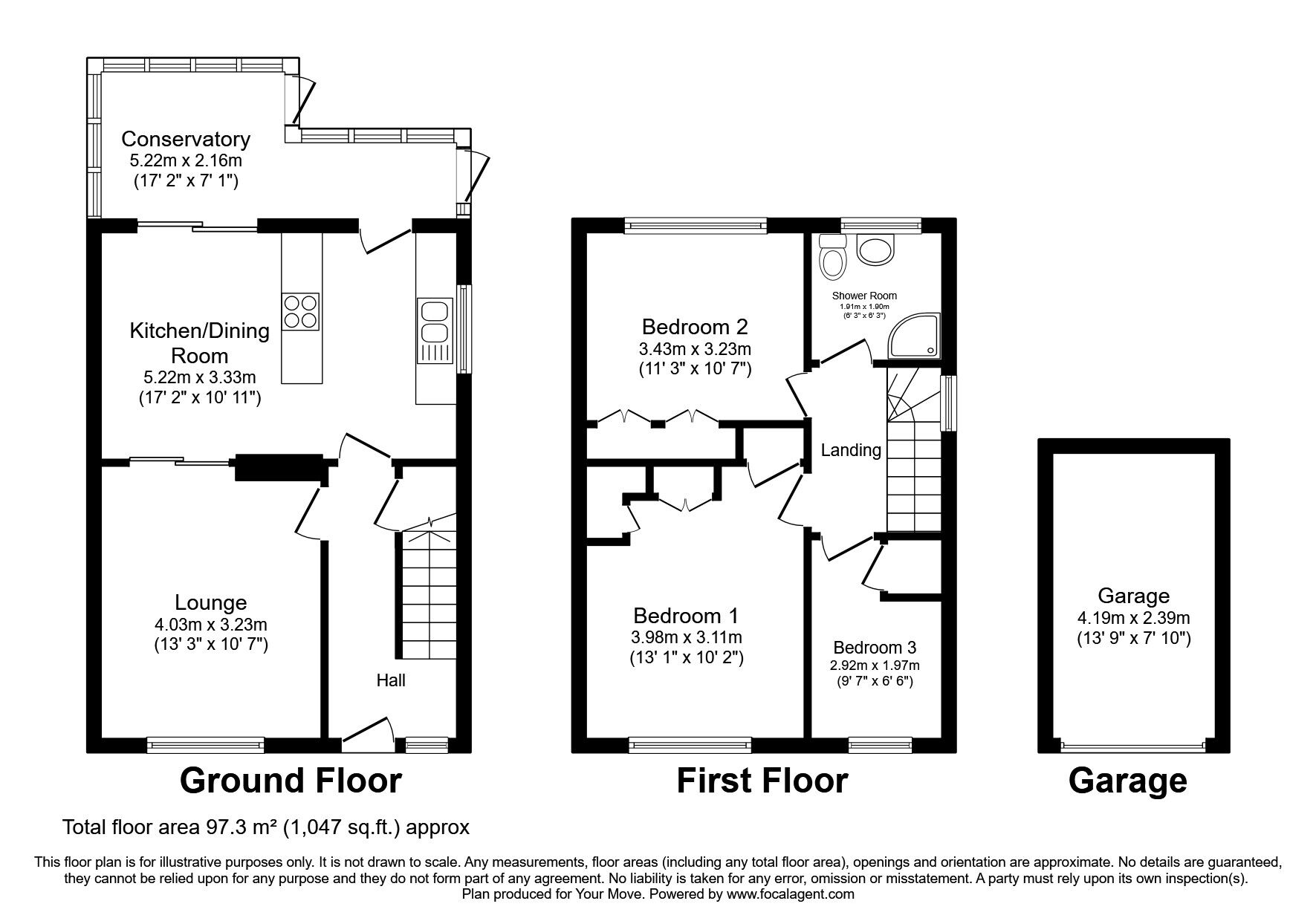 Floorplan of 3 bedroom Semi Detached House for sale, Cranbrooks, Wheaton Aston, Staffordshire, ST19