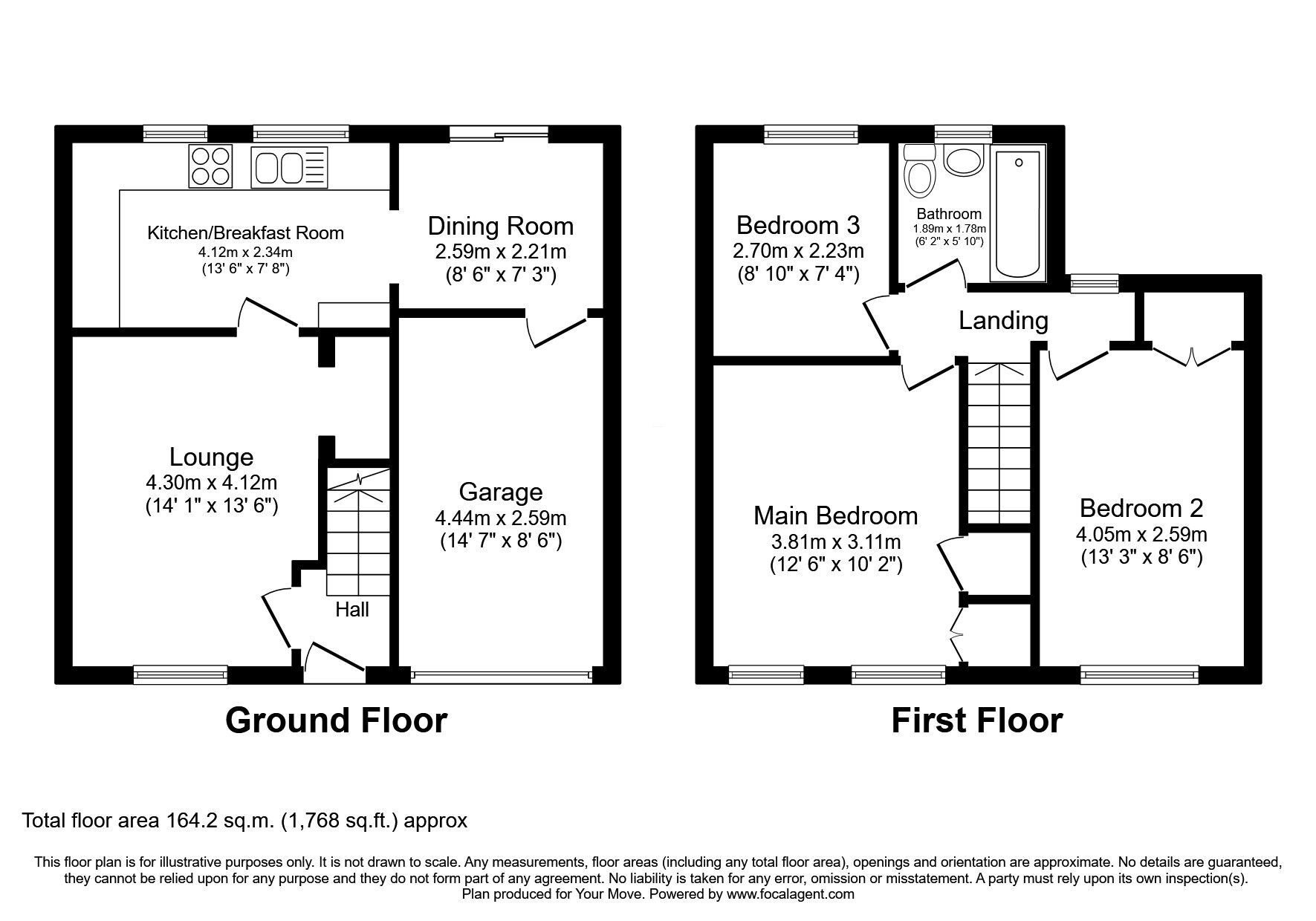 Floorplan of 3 bedroom Semi Detached House for sale, Wells Close, Perton, Staffordshire, WV6