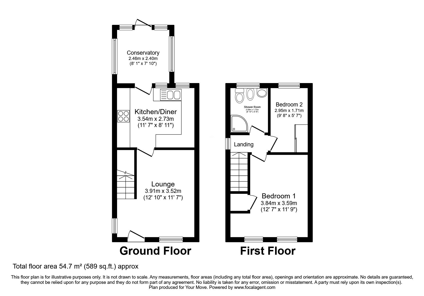 Floorplan of 2 bedroom Semi Detached House for sale, Moor Park, Perton, Staffordshire, WV6