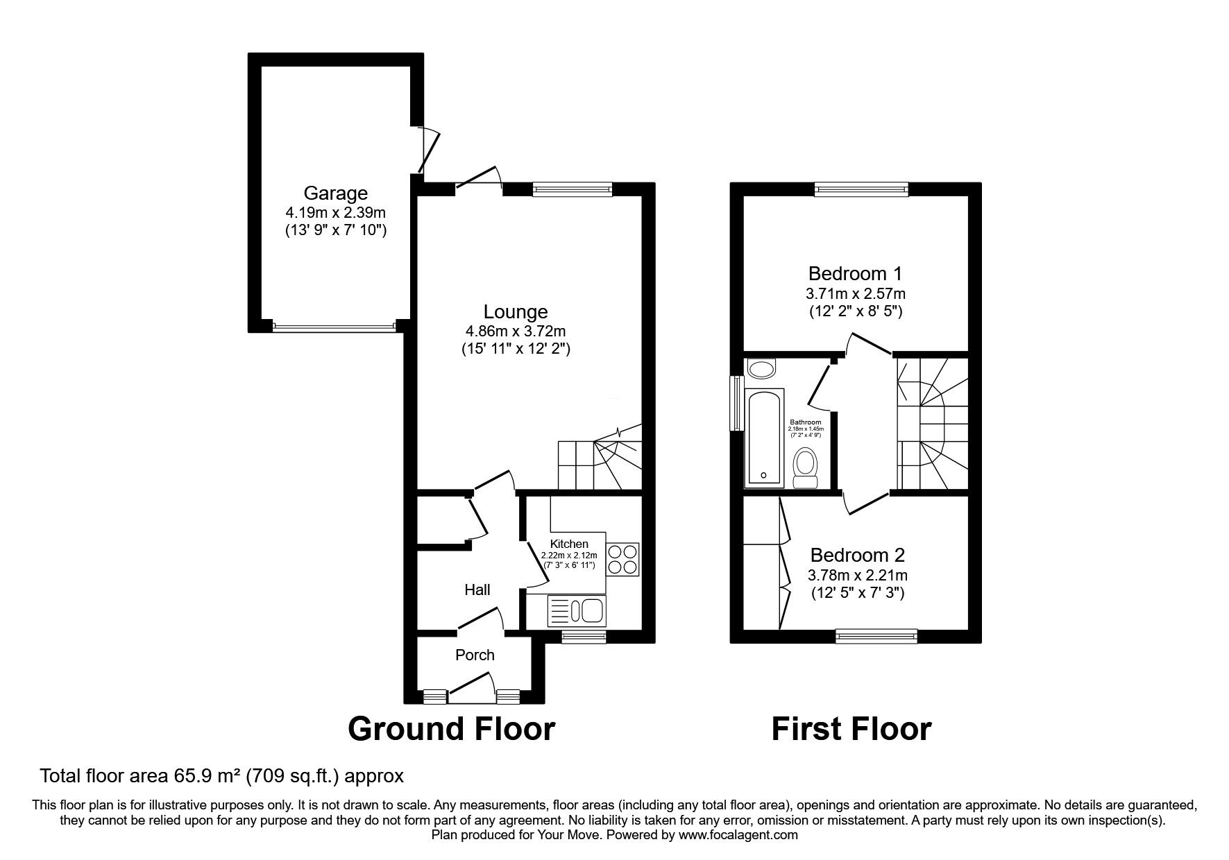 Floorplan of 2 bedroom Semi Detached House for sale, Melrose Drive, Perton Wolverhampton, Staffordshire, WV6