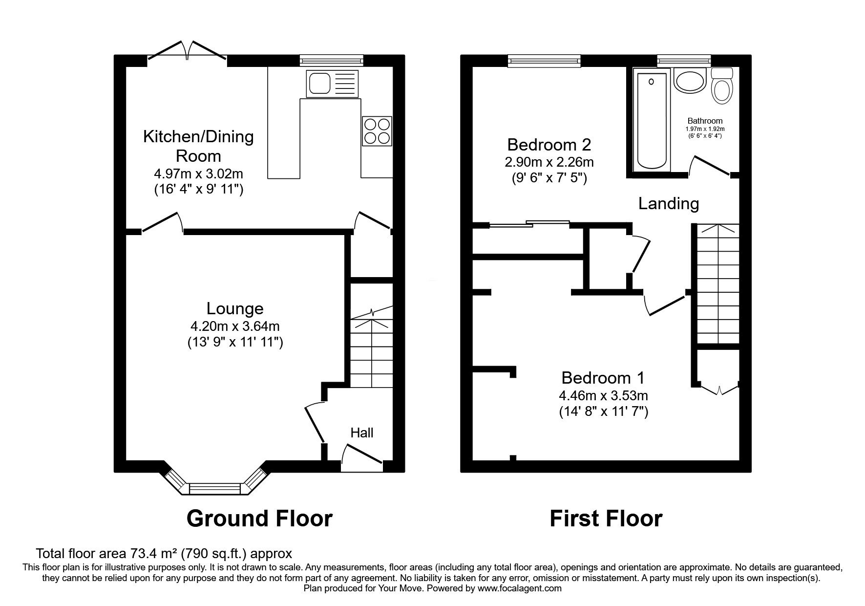 Floorplan of 2 bedroom Semi Detached House for sale, Ennerdale Drive, Perton, Staffordshire, WV6