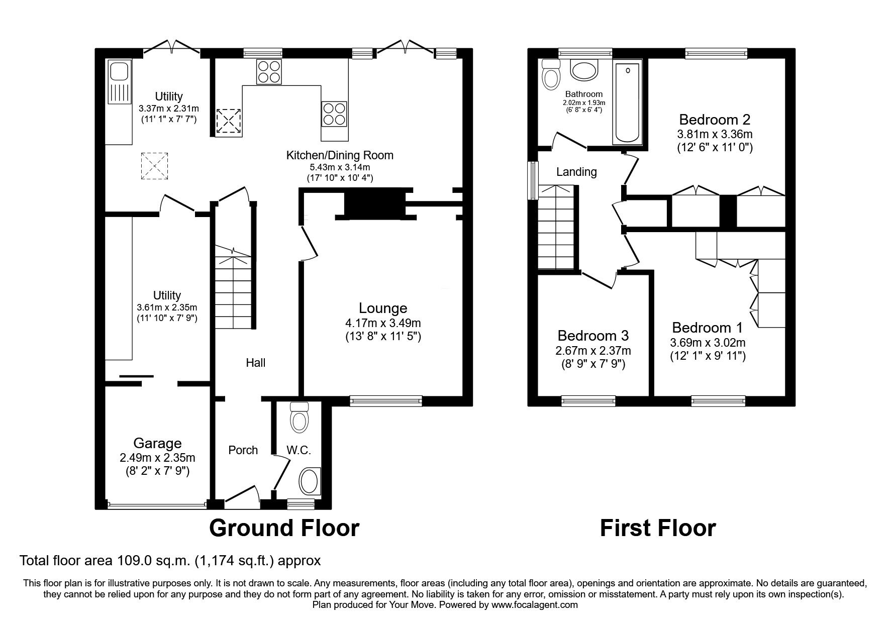 Floorplan of 3 bedroom Detached House for sale, Hawksmoor Drive, Perton, Staffordshire, WV6