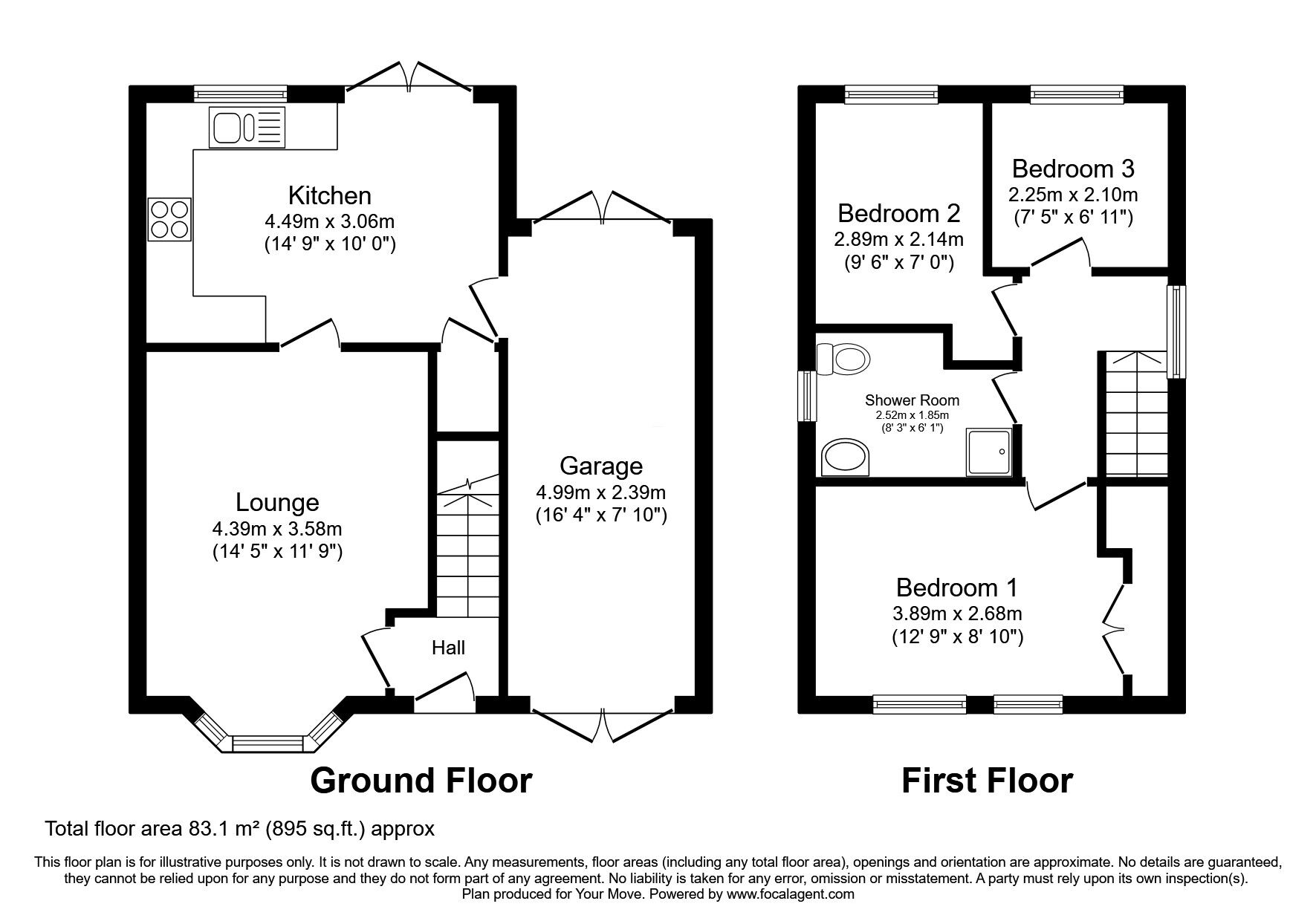 Floorplan of 3 bedroom Link Detached House for sale, Melrose Drive, Perton Wolverhampton, Staffordshire, WV6