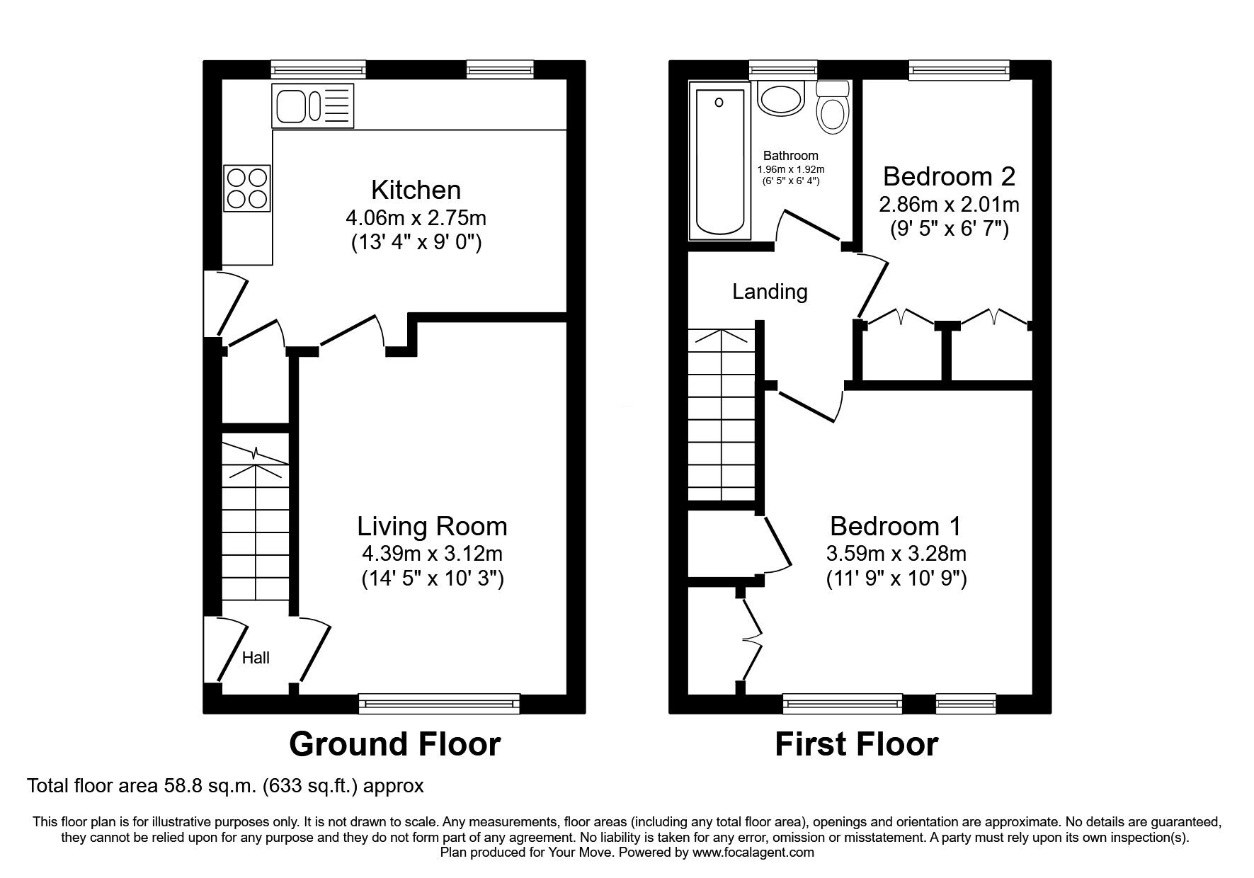 Floorplan of 2 bedroom Semi Detached House for sale, Rydal Drive, Perton, Staffordshire, WV6