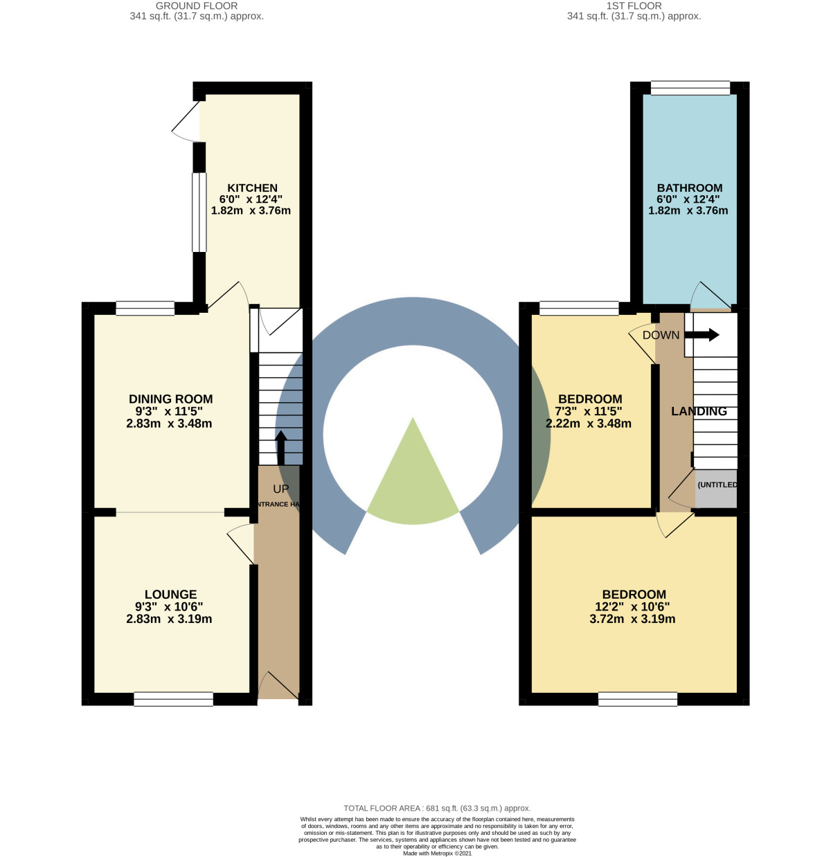 Floorplan of 2 bedroom Mid Terrace House to rent, Denmark Road, Northampton, NN1