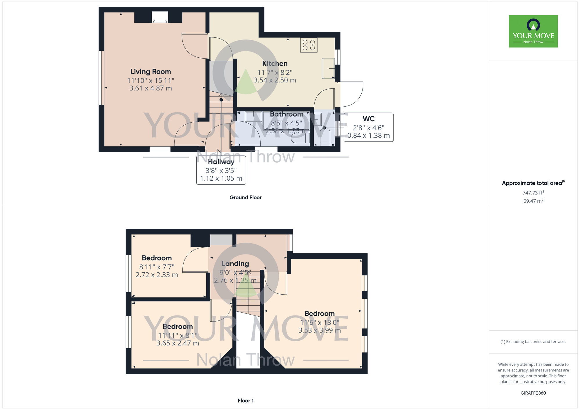 Floorplan of 3 bedroom End Terrace House for sale, Nursery Lane, Kingsthorpe, Northampton, NN2