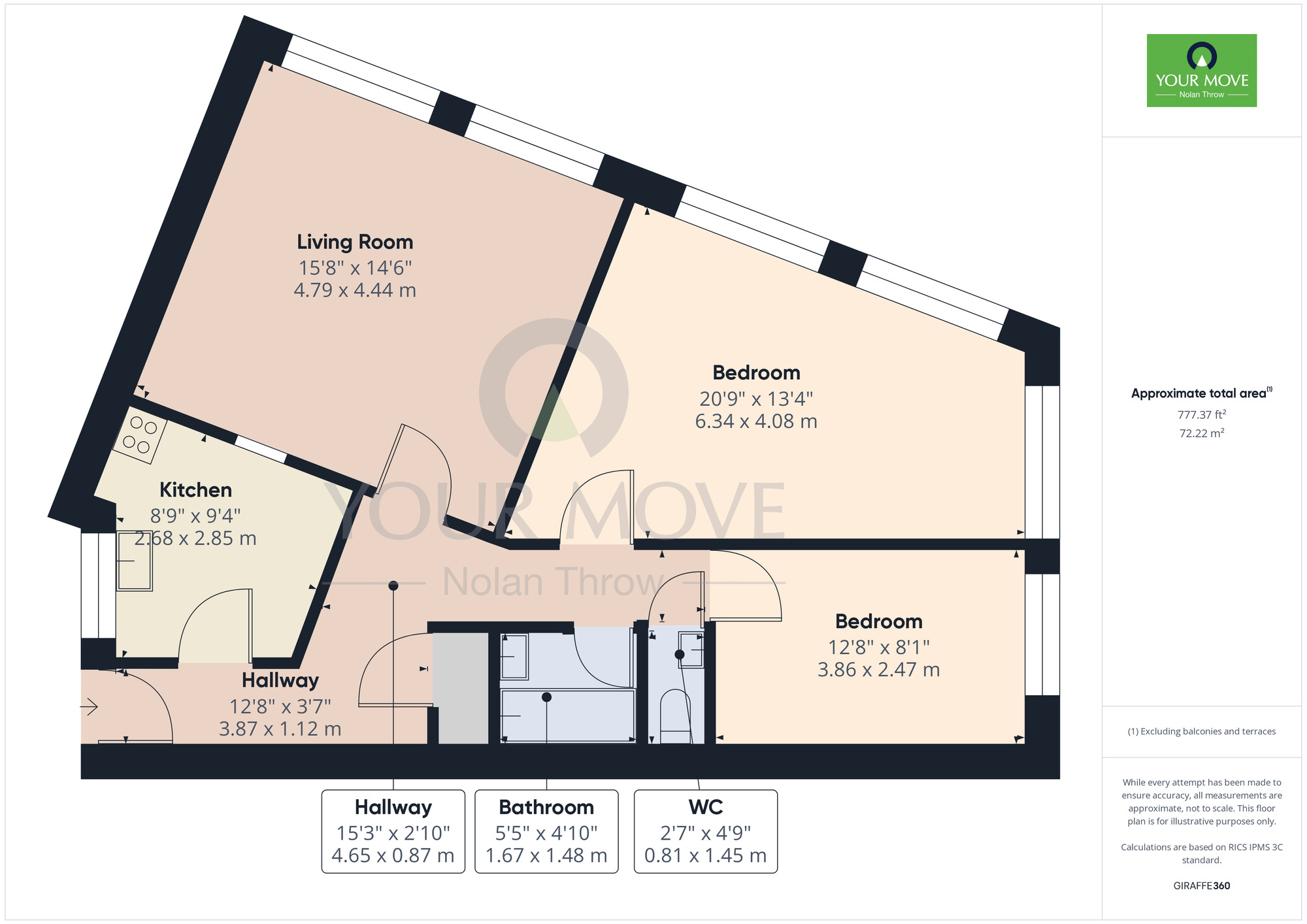 Floorplan of 2 bedroom  Flat for sale, Lutterworth Road, Abington, Northampton, NN1