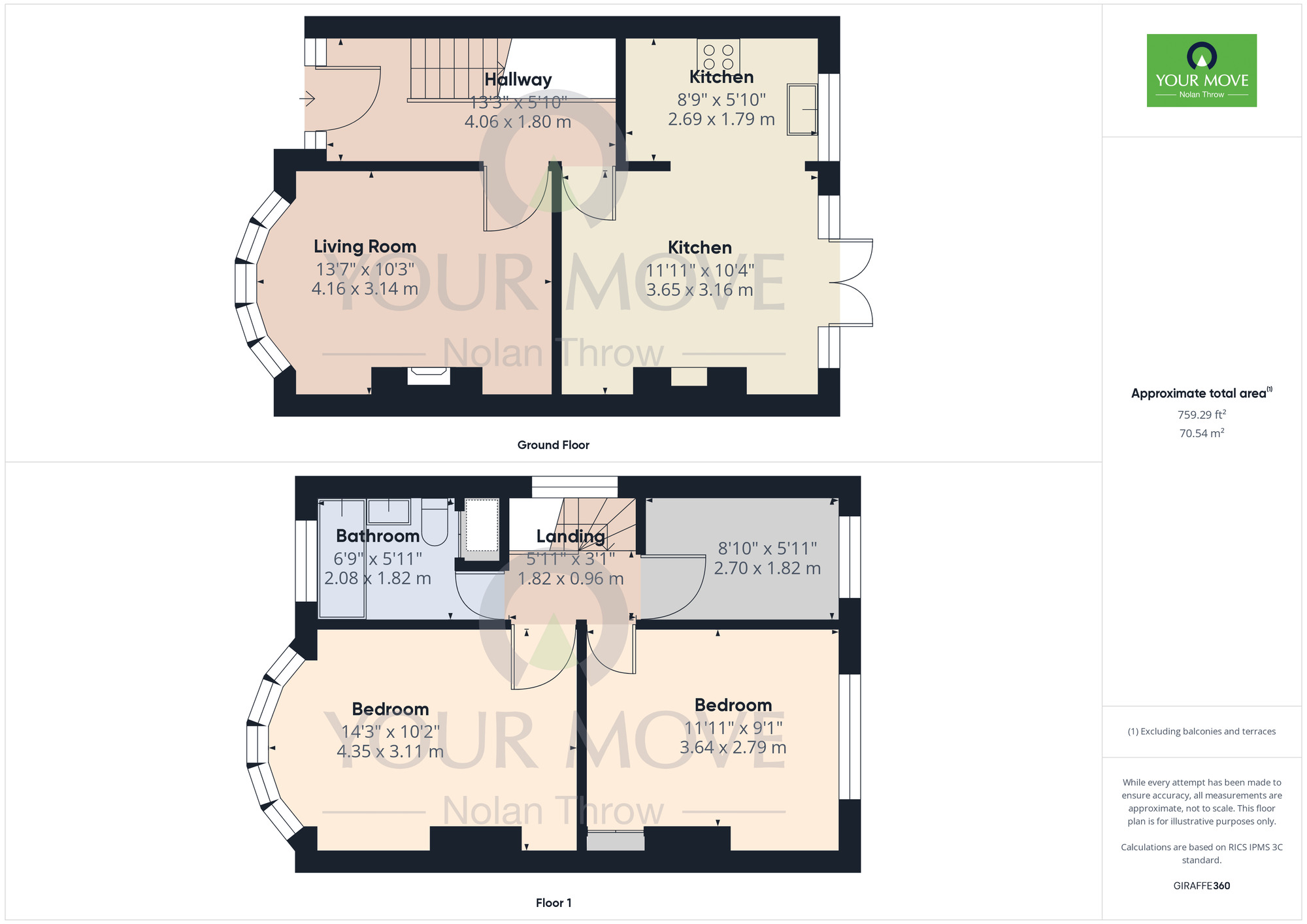 Floorplan of 3 bedroom Semi Detached House to rent, The Headlands, Northampton, Northamptonshire, NN3