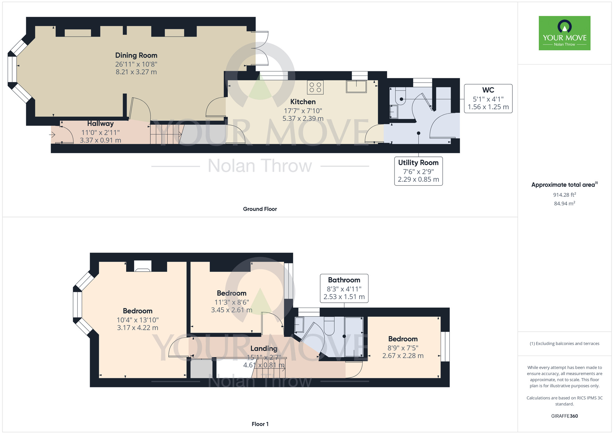 Floorplan of 3 bedroom  House to rent, Lutterworth Road, Abington, Northampton, Northamptonshire, NN1