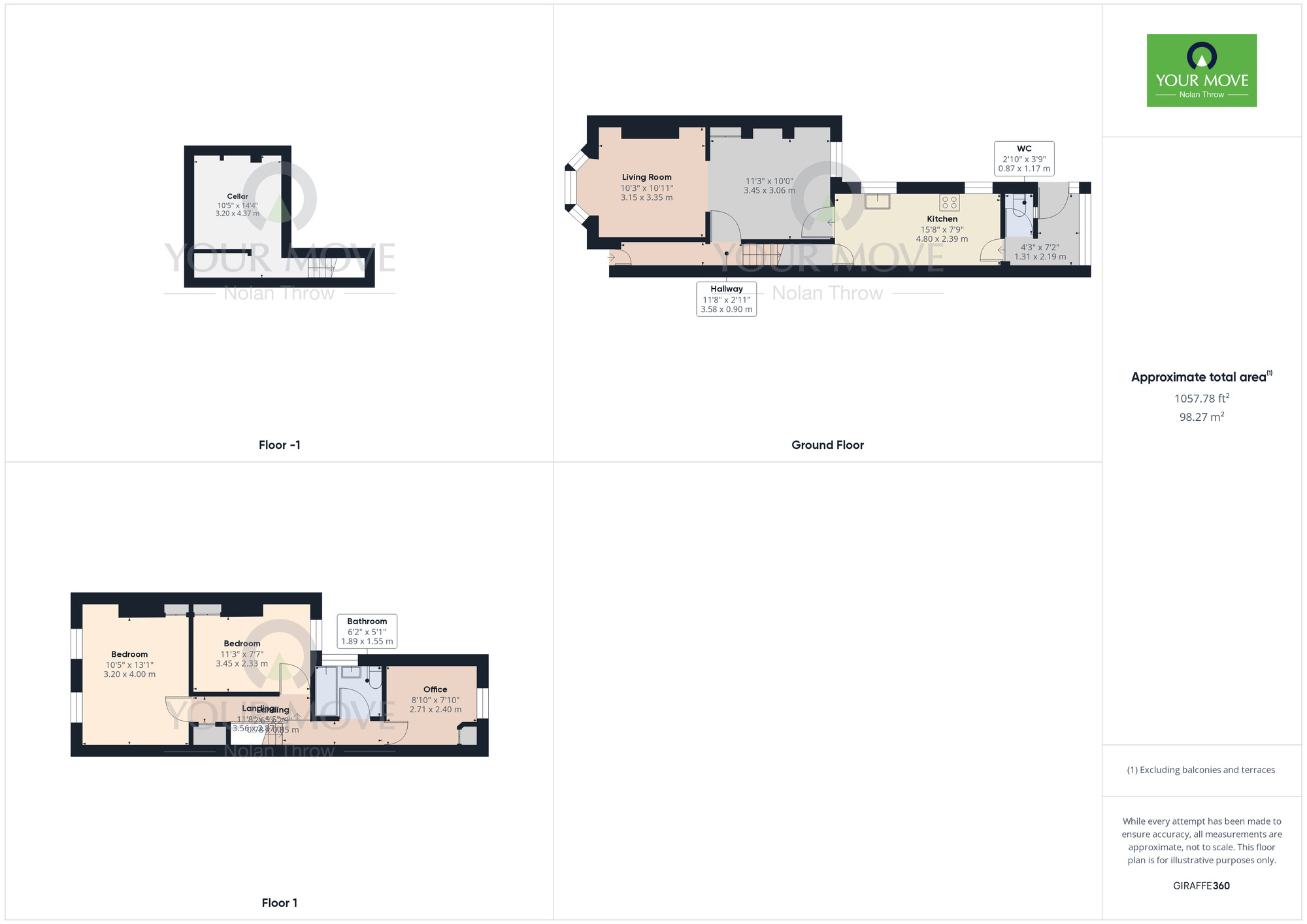 Floorplan of 3 bedroom Mid Terrace House to rent, Byron Street, Northampton, Northamptonshire, NN2