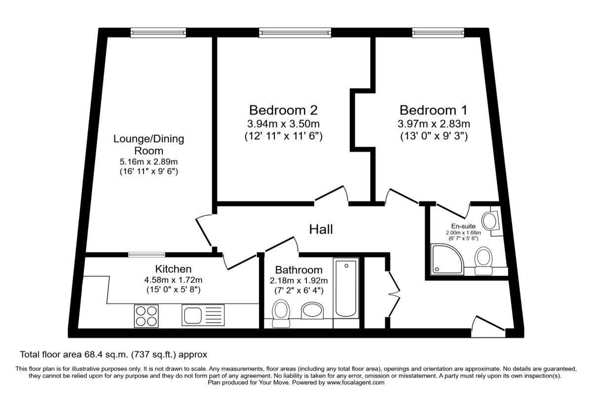 Floorplan of 2 bedroom  Flat for sale, Alencon Link, Basingstoke, Hampshire, RG21