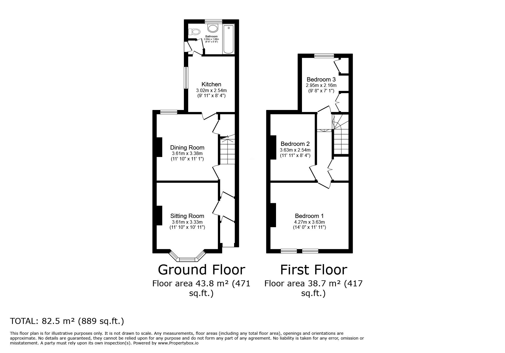 Floorplan of 3 bedroom Mid Terrace House for sale, Queens Road, Basingstoke, Hampshire, RG21