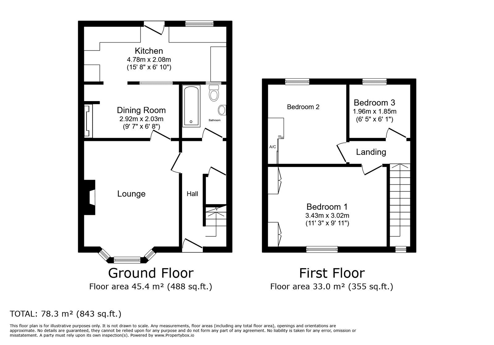 Floorplan of 3 bedroom End Terrace House for sale, Portland Grove, Andover, Hampshire, SP10