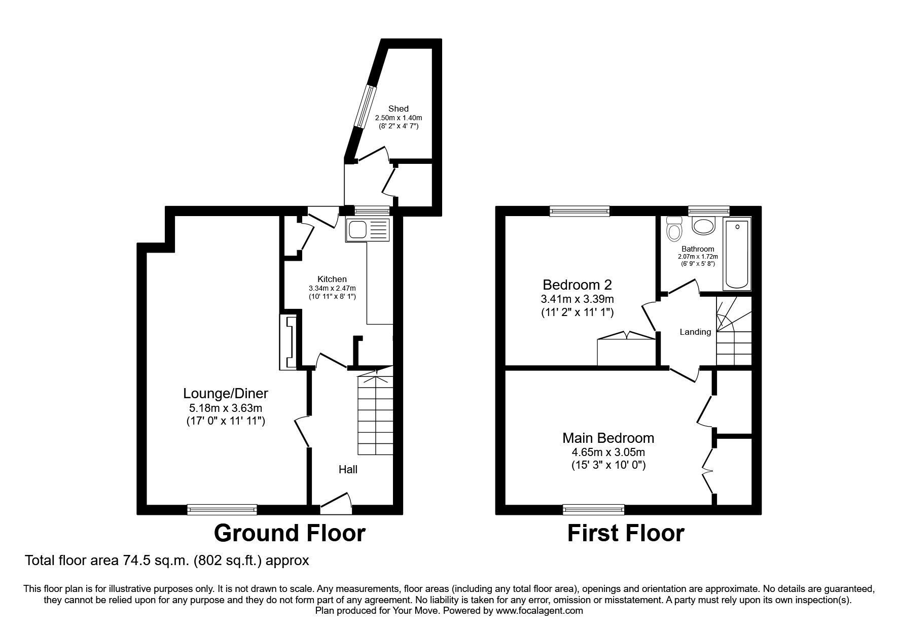 Floorplan of Mid Terrace House for sale, Pinkerton Road, Basingstoke, Hampshire, RG22