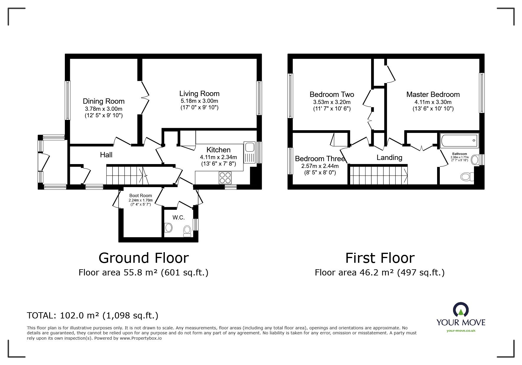 Floorplan of 3 bedroom End Terrace House for sale, Apple Tree Grove, Andover, Hampshire, SP10