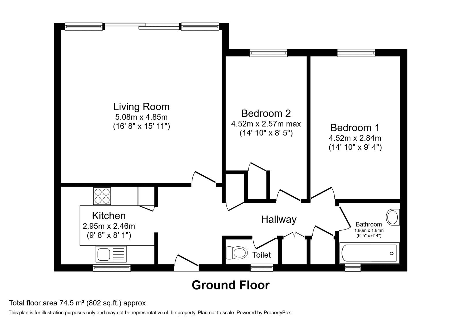 Floorplan of 2 bedroom  Flat for sale, Kingsway Gardens, Andover, Hampshire, SP10