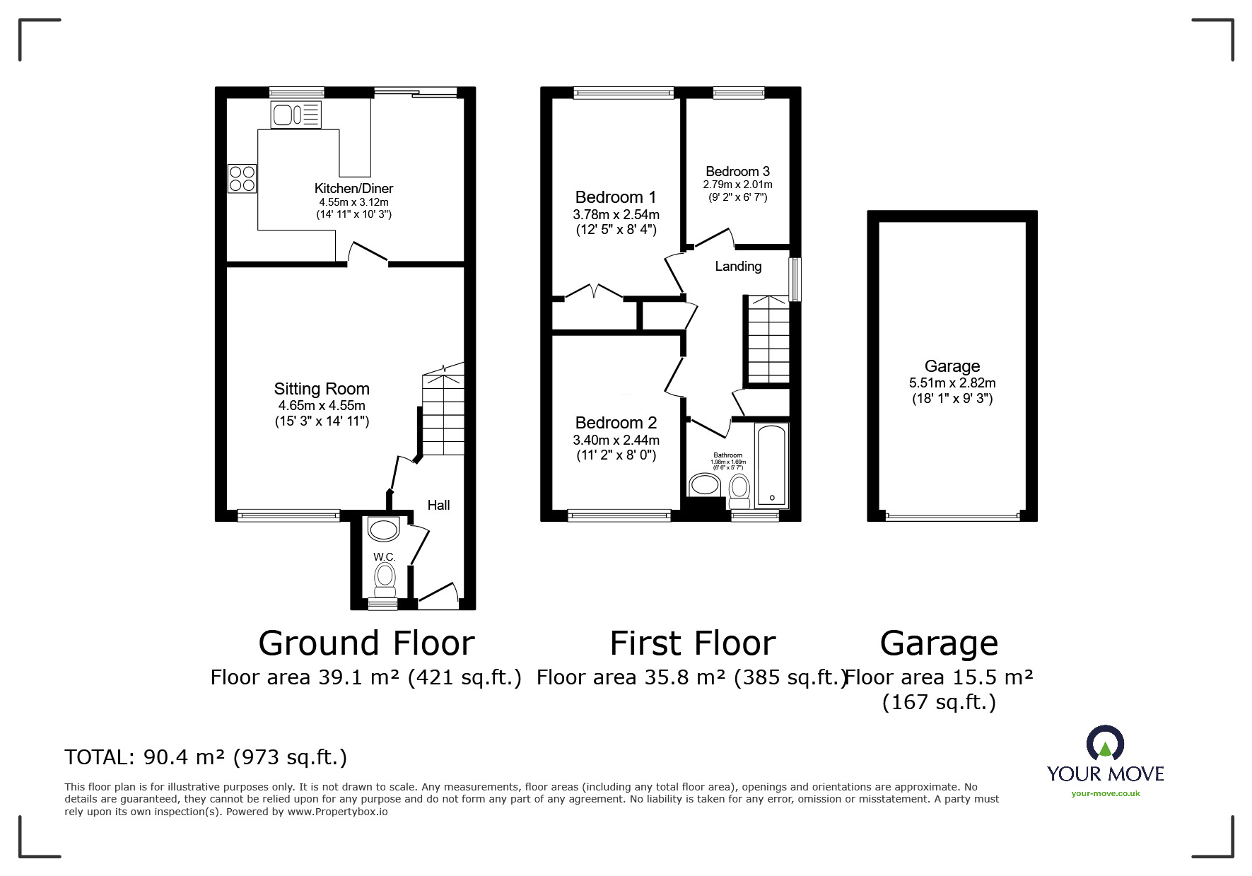 Floorplan of 3 bedroom End Terrace House to rent, Lubeck Drive, Andover, Hampshire, SP10