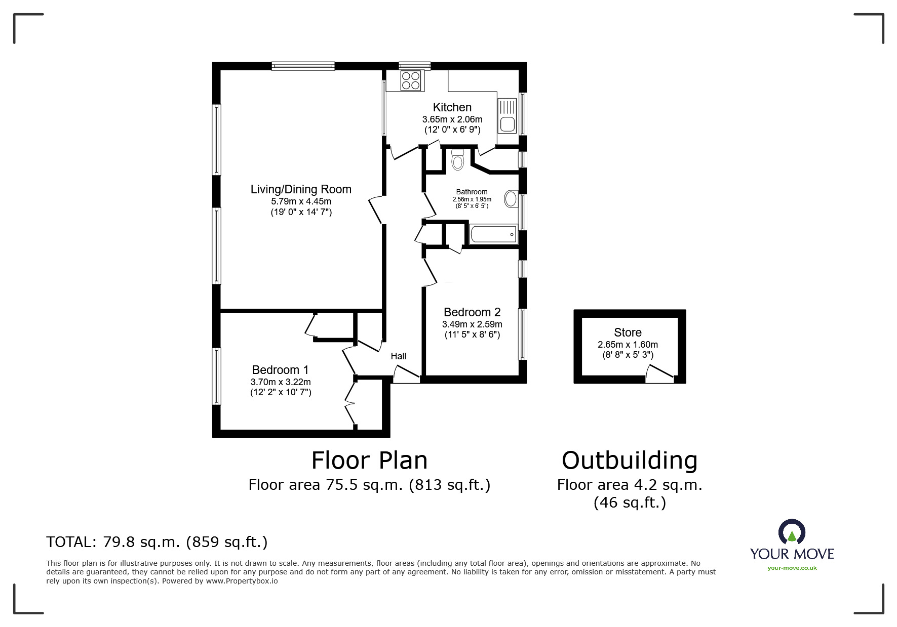 Floorplan of 2 bedroom  Flat for sale, Shepherds Row, Andover, Hampshire, SP10