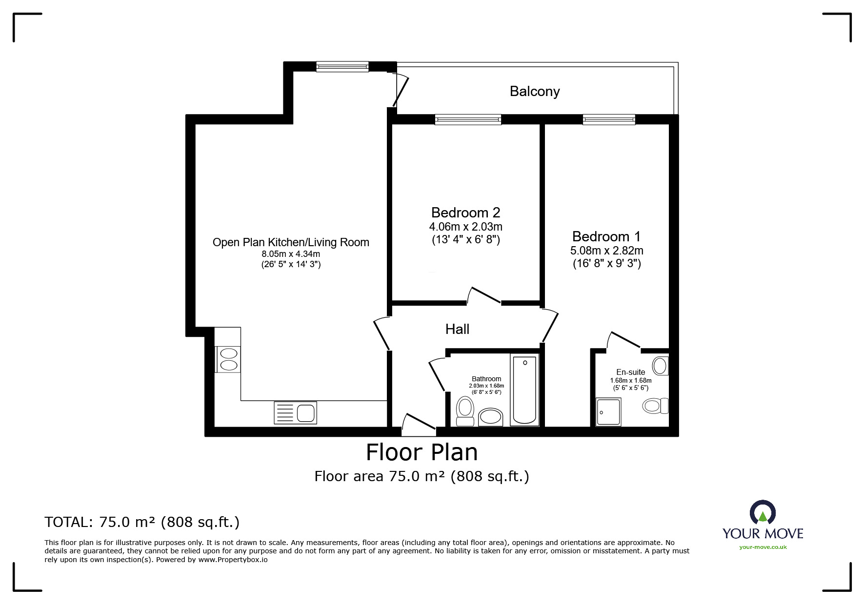 Floorplan of 2 bedroom  Flat to rent, Drummond Grove, Willesborough, Kent, TN24