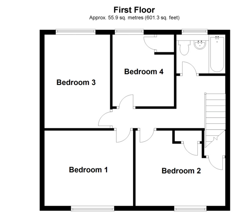 Floorplan of 4 bedroom Mid Terrace House for sale, Otterden Close, Ashford, Kent, TN23