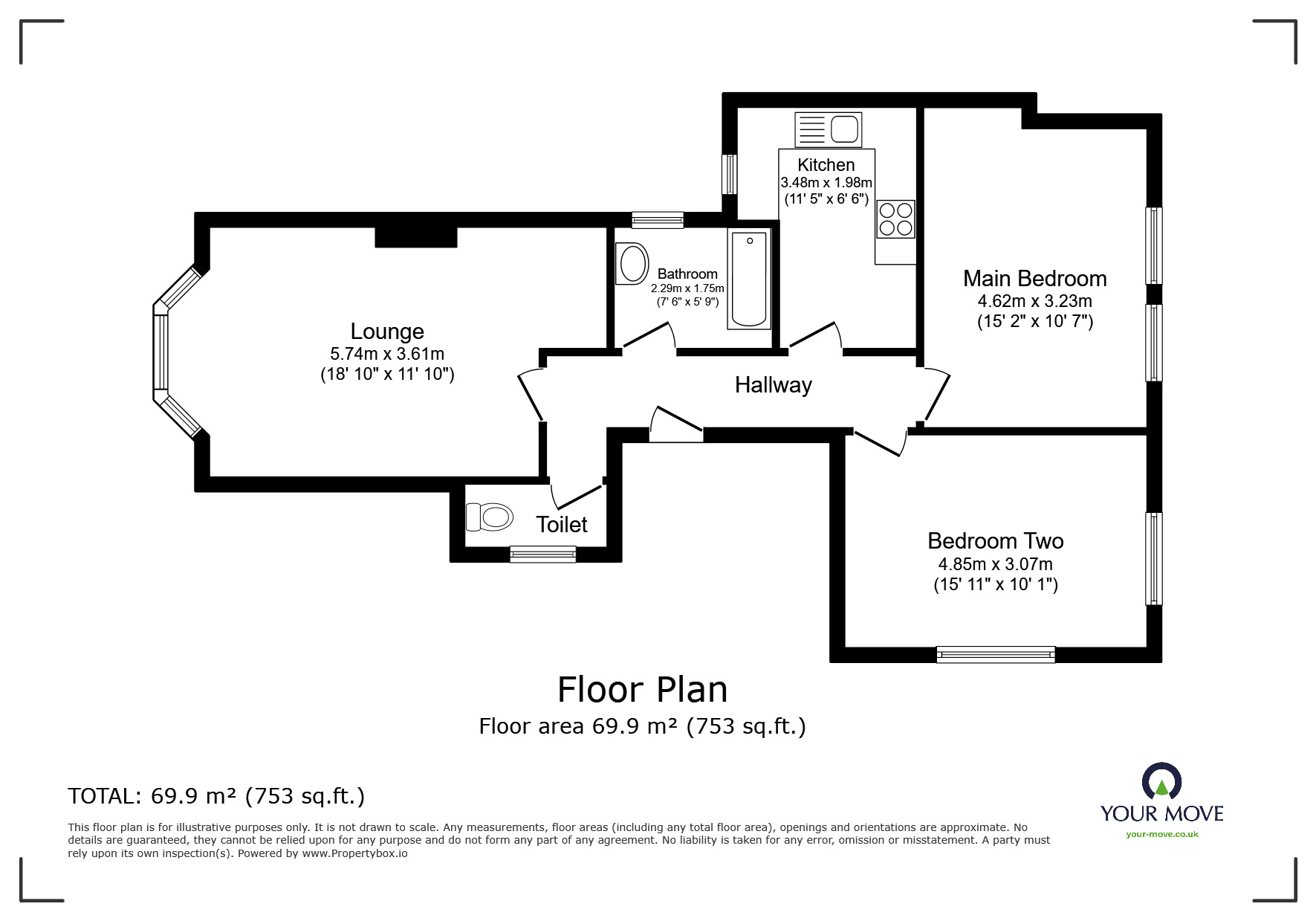 Floorplan of 2 bedroom  Flat for sale, 17 Earls Avenue, Folkestone, Kent, CT20