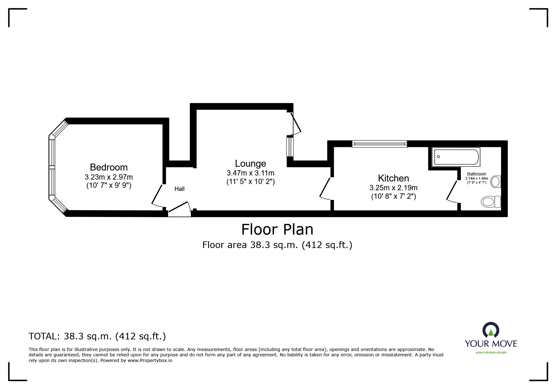 Floorplan of 1 bedroom  Flat to rent, Park Road North, Ashford, Kent, TN24