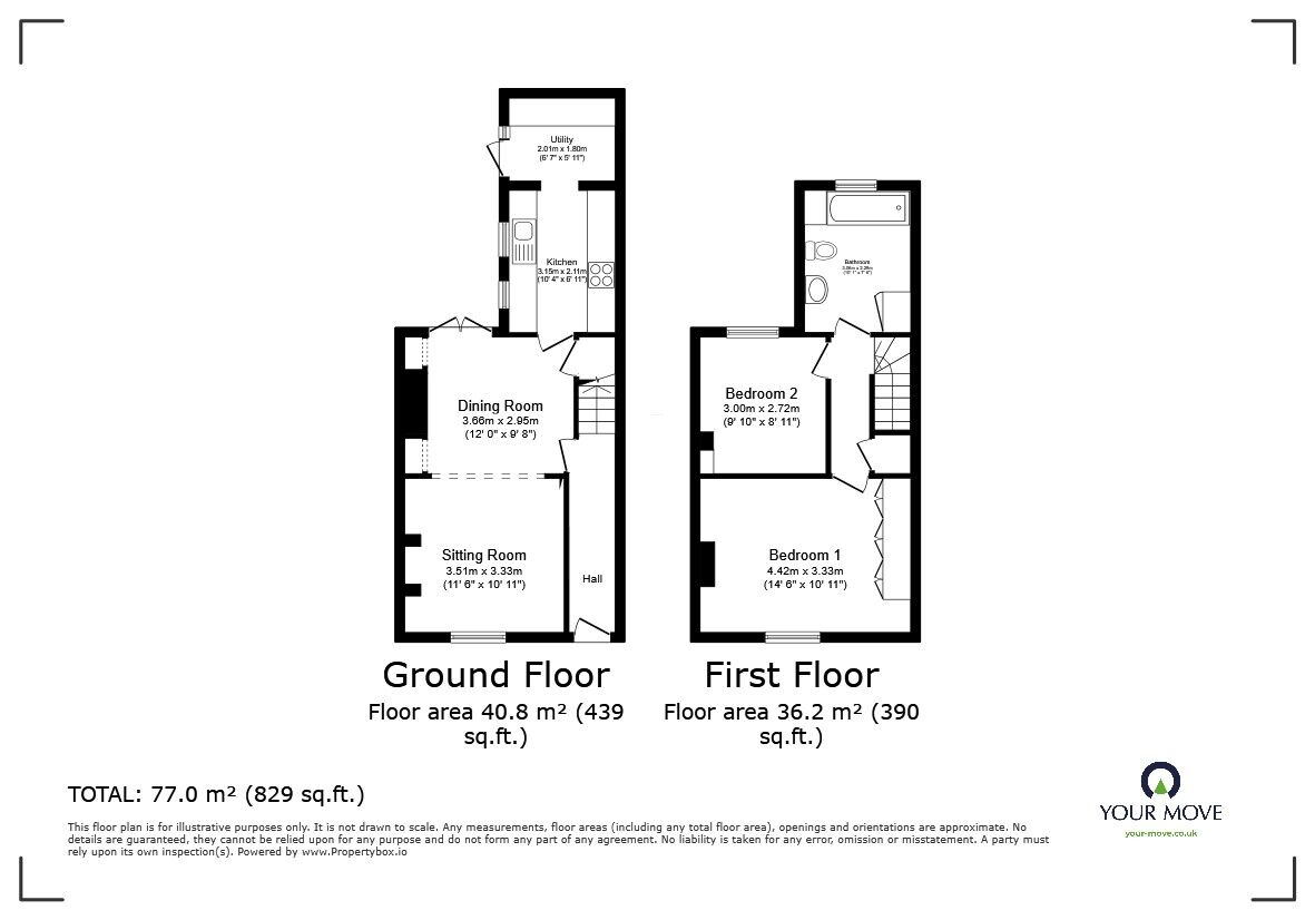 Floorplan of 2 bedroom Mid Terrace House for sale, Queen Street, Ashford, Kent, TN23