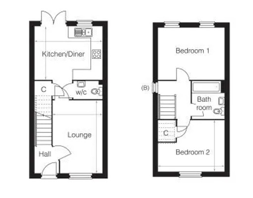 Floorplan of 2 bedroom Semi Detached House for sale, The Weyland, Gray Close, Kent, CT18