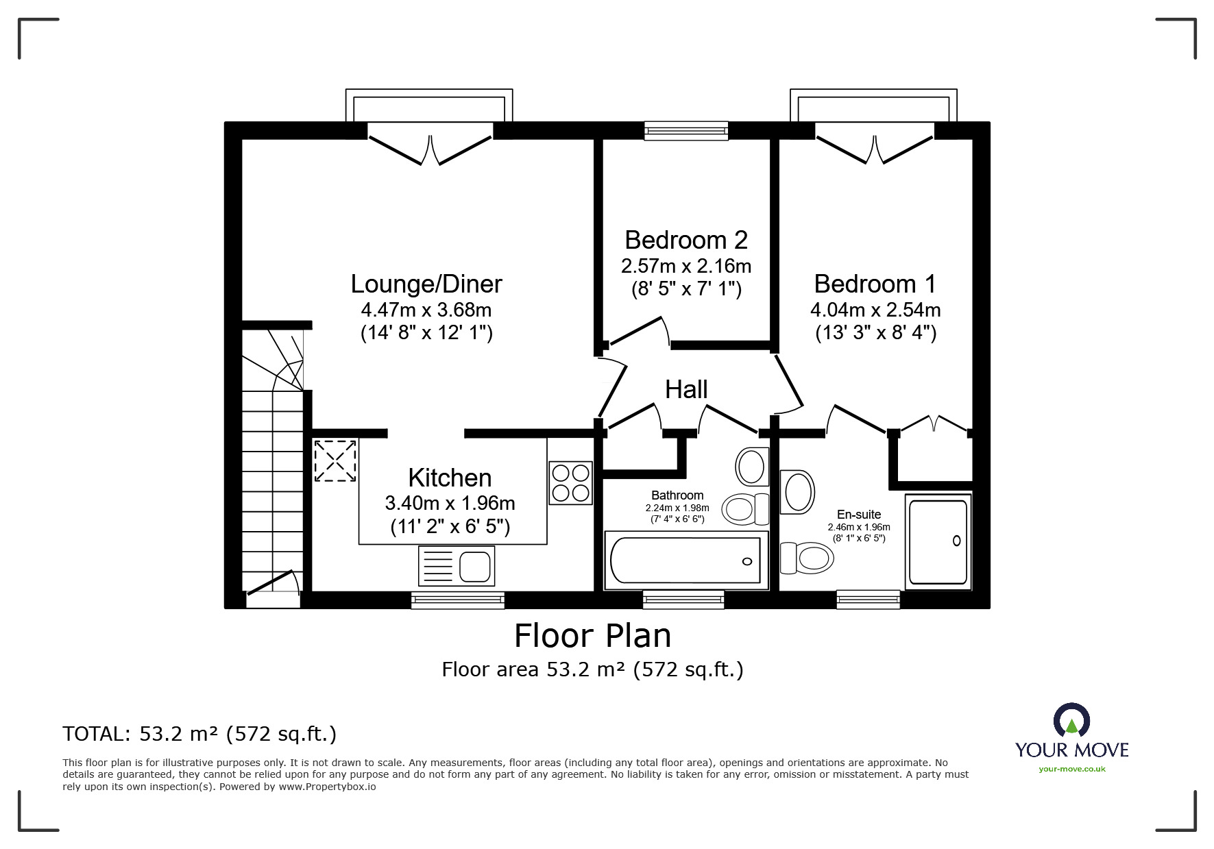 Floorplan of 2 bedroom Detached House for sale, Melcombe Close, Ashford, Kent, TN23