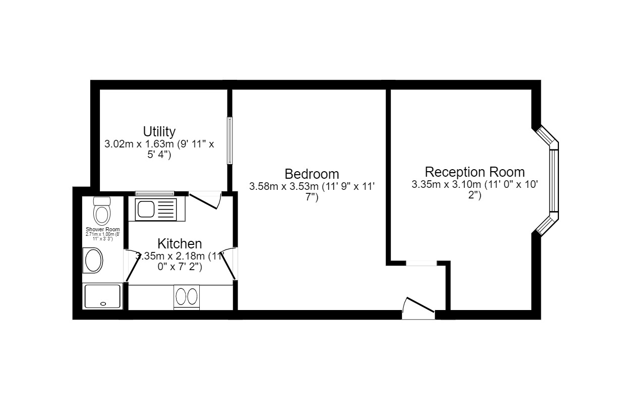 Floorplan of 1 bedroom Mid Terrace Flat to rent, Park Road North, Ashford, Kent, TN24